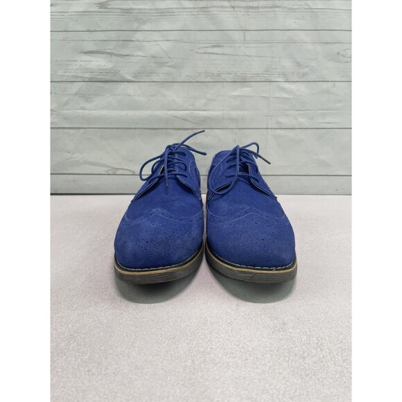 Alpine Swiss Beau Genuine Leather Blue Suede Wingtip Brogue Oxford S817 Size 10 - Picture 2 of 15